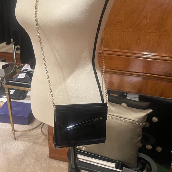 Jimmy Choo 'Candy' Black Acrylic evening bag clutch w/optional chain strap - Picture 4 of 9